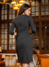 Half Sleeve Grey Ponte Bodycon Dress